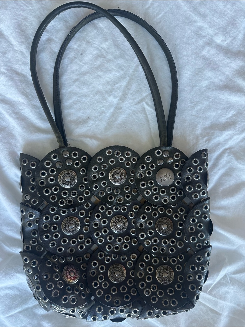 Miss Sixty y2k vintage Black Grommet Circle Tote